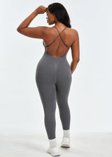 SnatchedKnit Backless Jumpsuit - Gray - XS/S