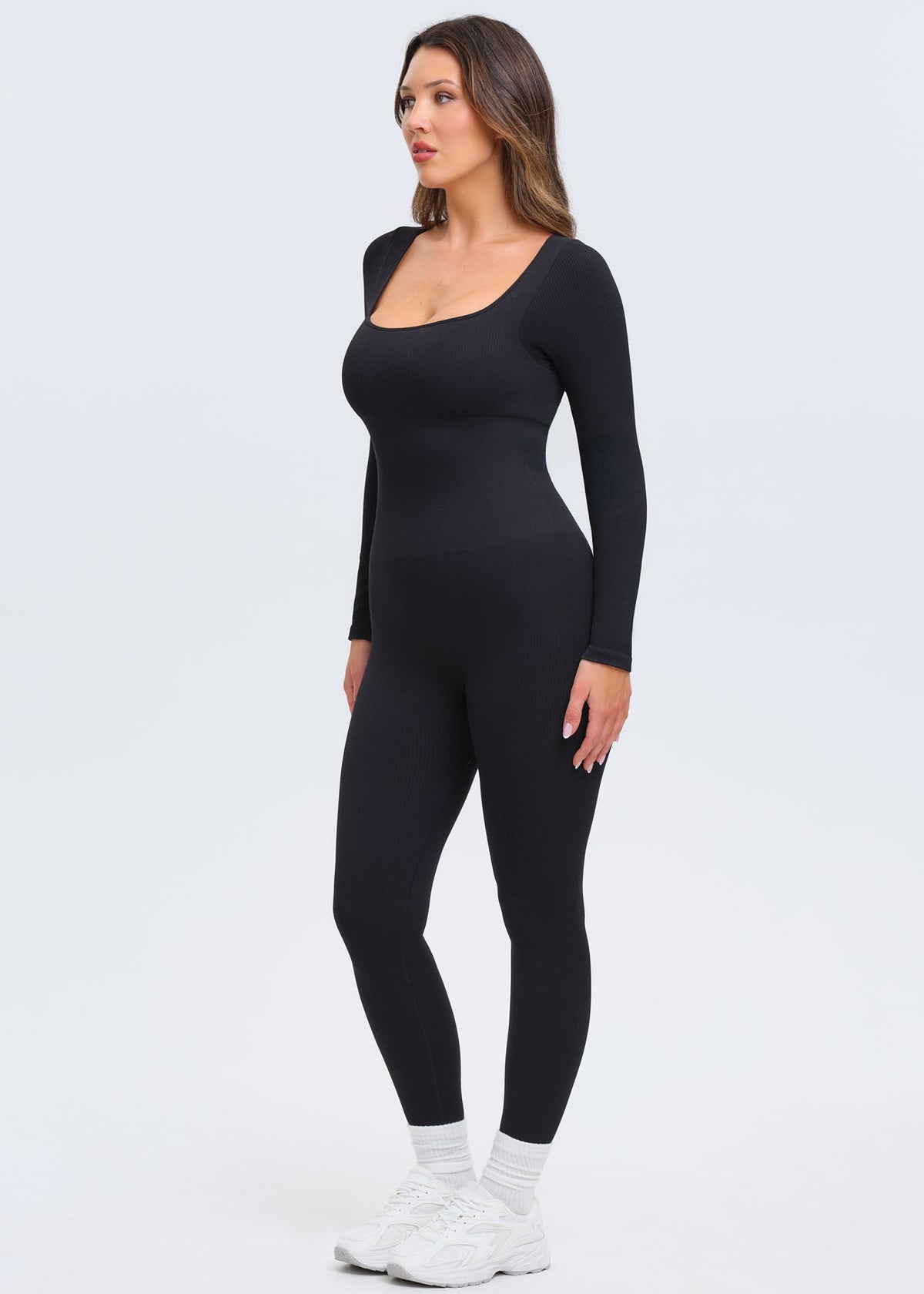 SnatchedKnit Longsleeve Jumpsuit - Black - M/L