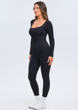 SnatchedKnit Longsleeve Jumpsuit - Black - M/L