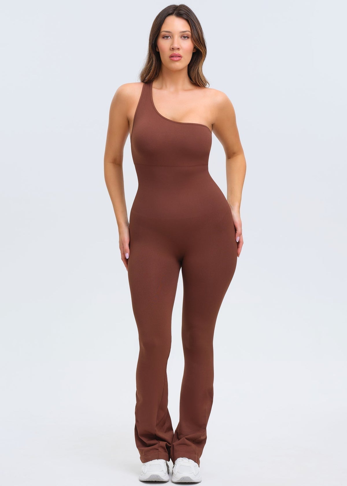 SnatchedKnit One-Shoulder Flare Jumpsuit - Black - XS/S