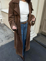 Hailey Suede Trench Coat - Brown - XL