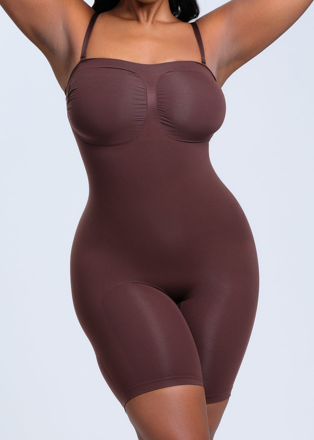 SmoothingSeamless Strapless Bodysuit Shorts - Dark Brown - S