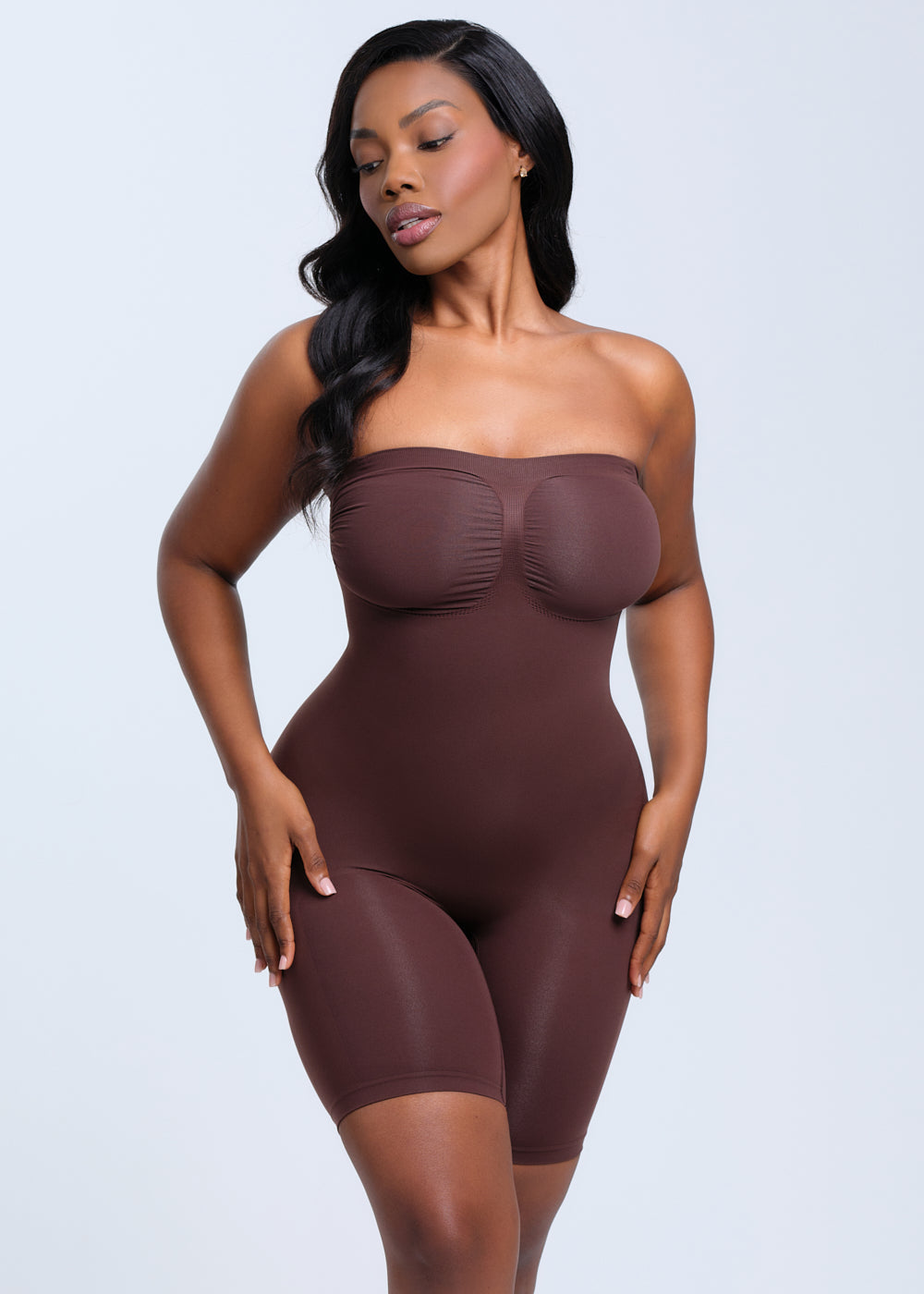 SmoothingSeamless Strapless Bodysuit Shorts - Black - S