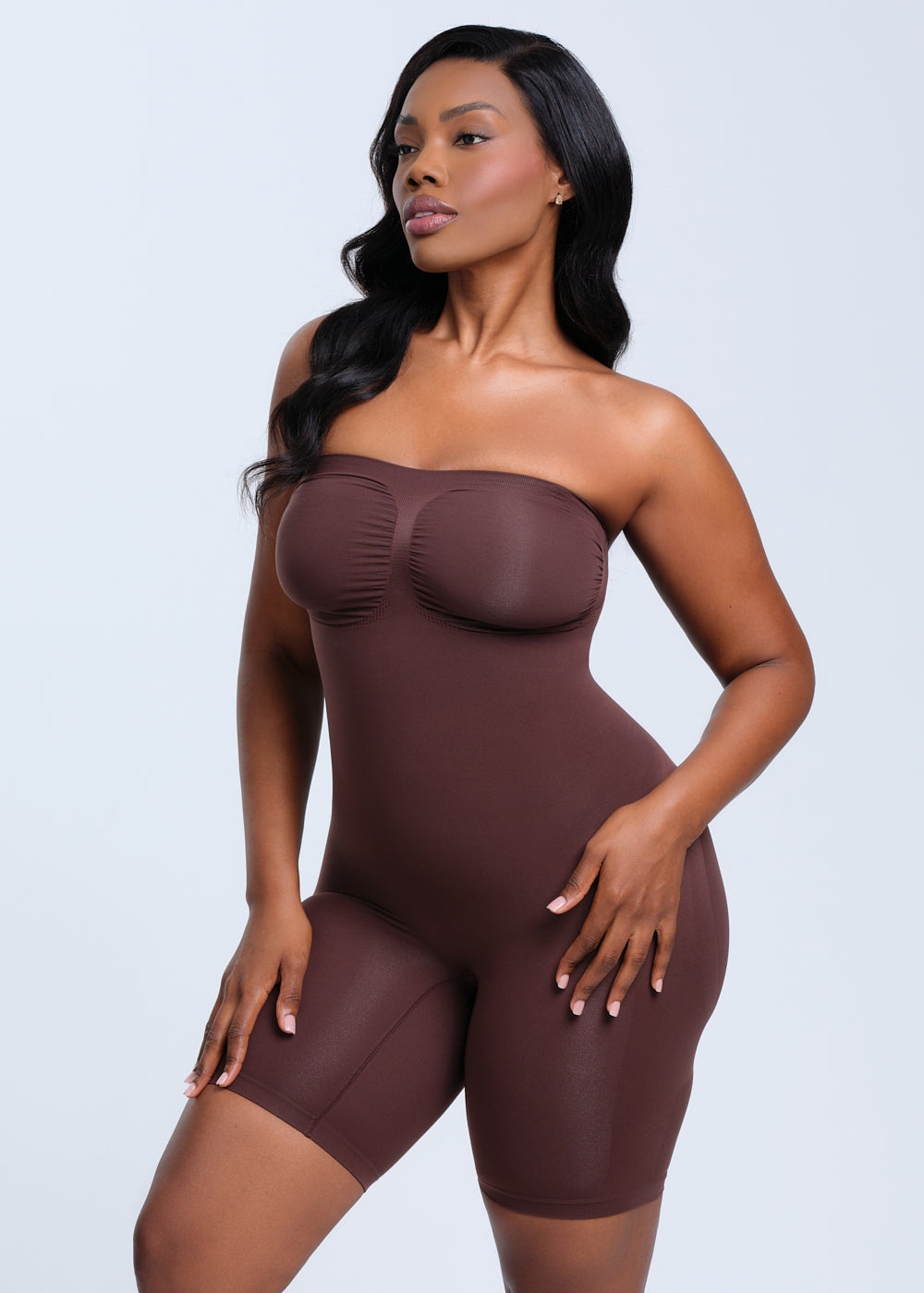 SmoothingSeamless Strapless Bodysuit Shorts - Toasted Almond - L