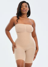 SmoothingSeamless Strapless Bodysuit Shorts - Toasted Almond - 3X