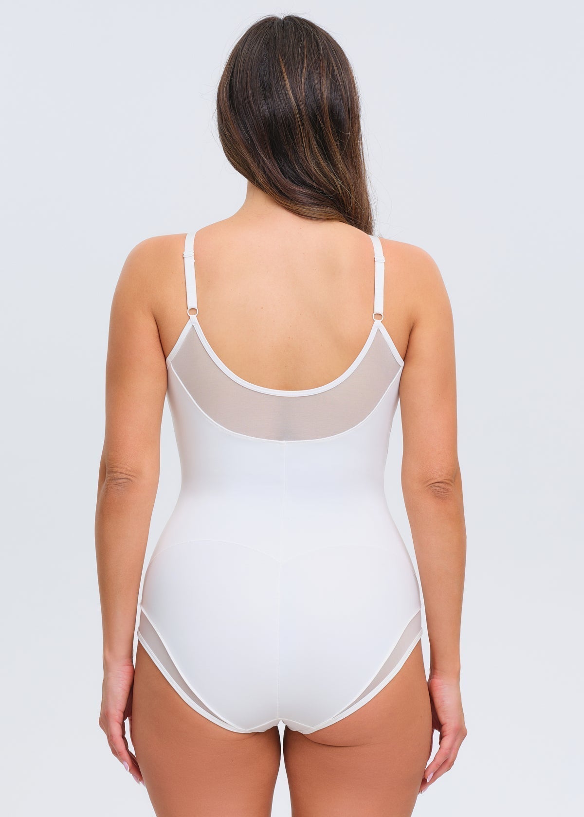 SculptingBodysuit V-Neck Mesh Brief - White - XL