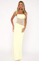 Sienna Lace Maxi Dress - Burgundy - S