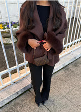 Luciana Belted Fur Coat - Grey - XS