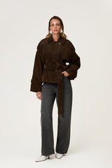 Esme Cropped Trench Coat - XS - Dark Brown