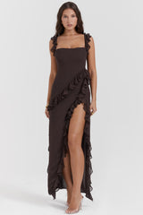 Maisa | Ruffle Maxi Dress - Black - M