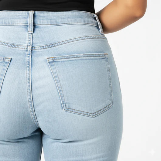 BBL Jeans- Mid-Low Rise Stretch Wide-Leg Jeans - Light Blue - XL