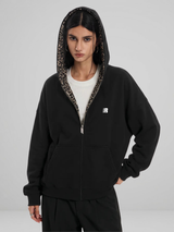 Leopard Zip Up - Grey