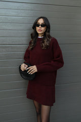 Rachel Knit Set - Wine Red - L