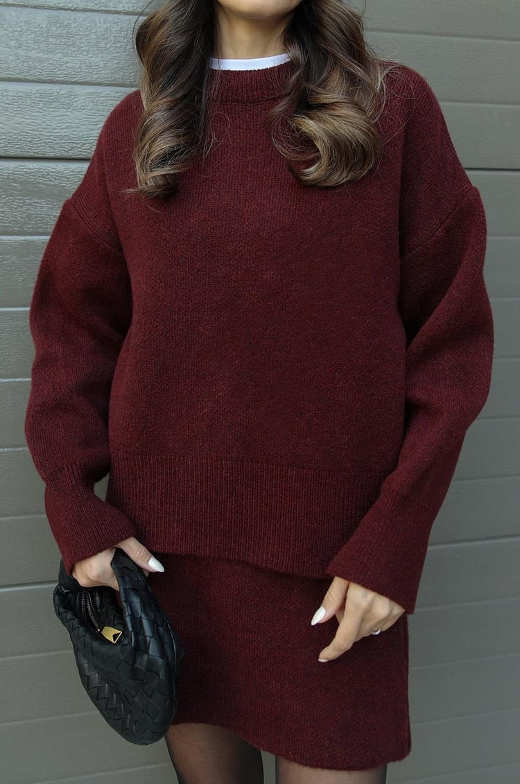 Rachel Knit Set - Wine Red - XL