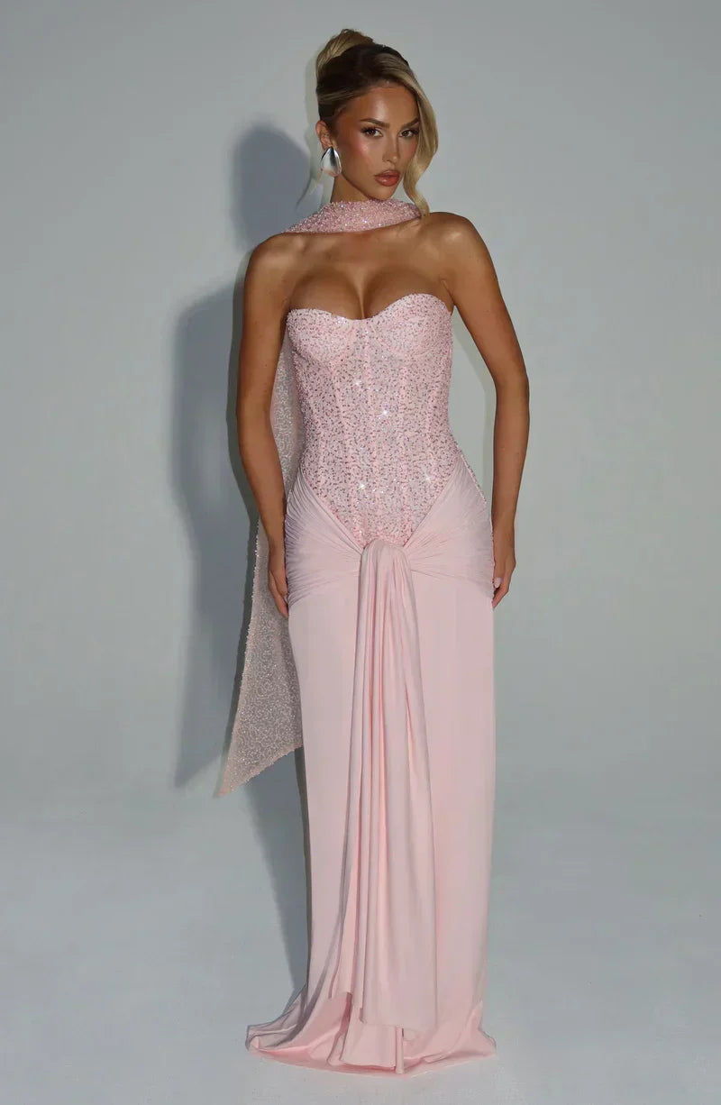 Carina Maxi Dress - Brown - L