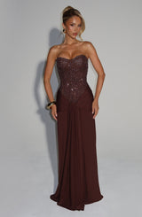 Carina Maxi Dress - Brown - XS