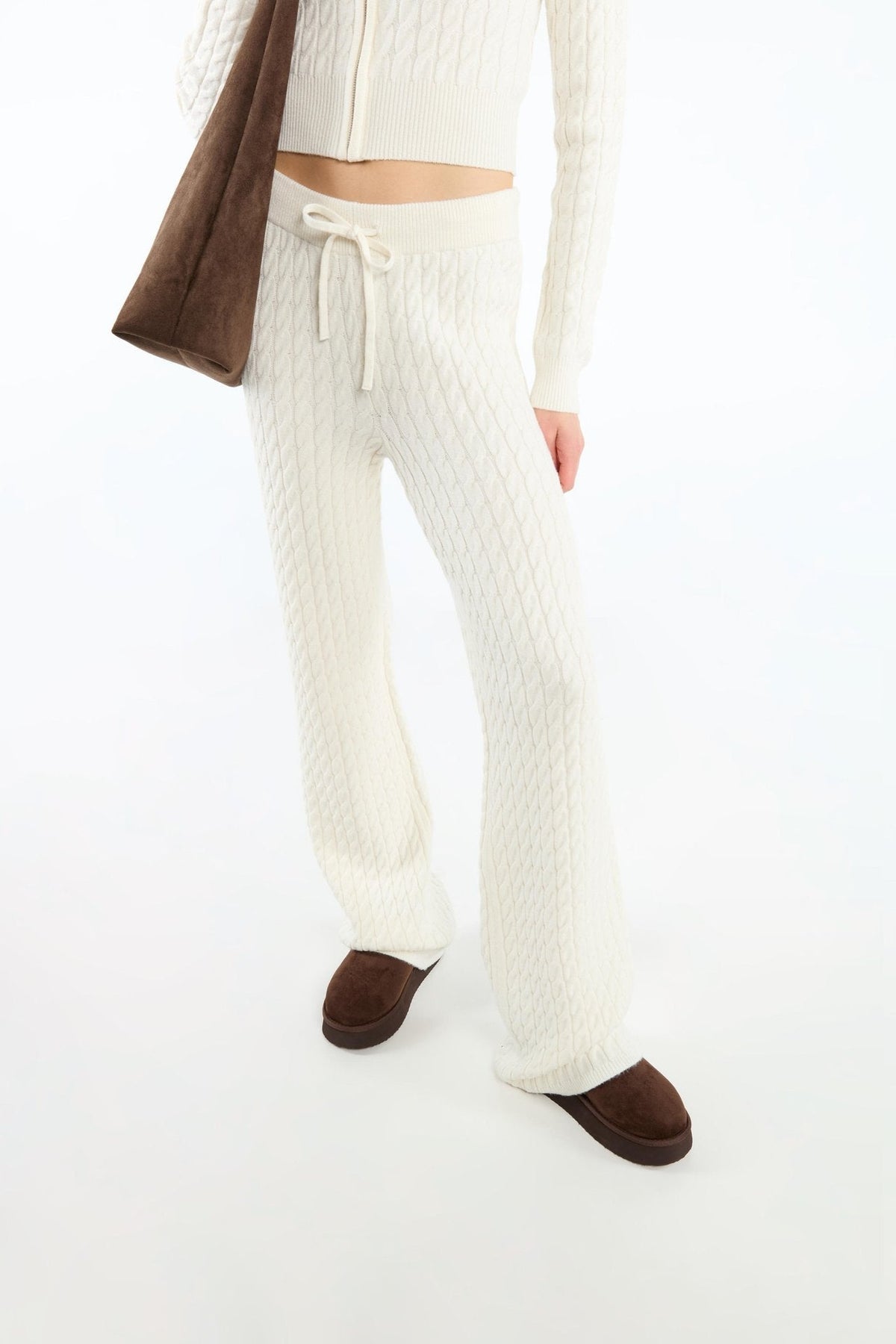 Nora Cable Knitted Set - Gray - XS