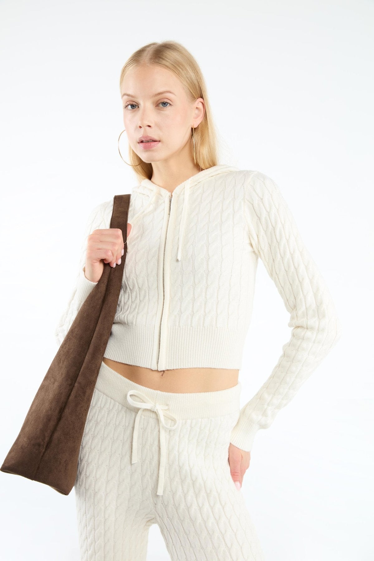 Nora Cable Knitted Set - White - S