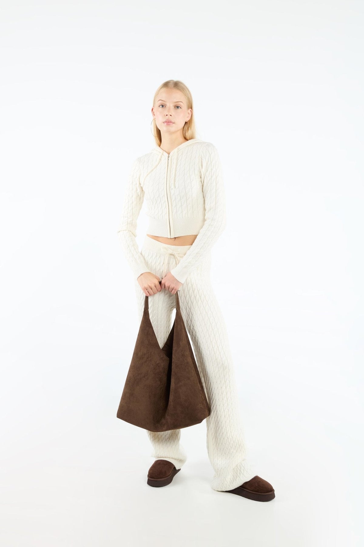 Nora Cable Knitted Set - White - L