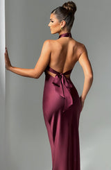 Rosaminta Halter Maxi Dress - Burgundy - M - Burgundy