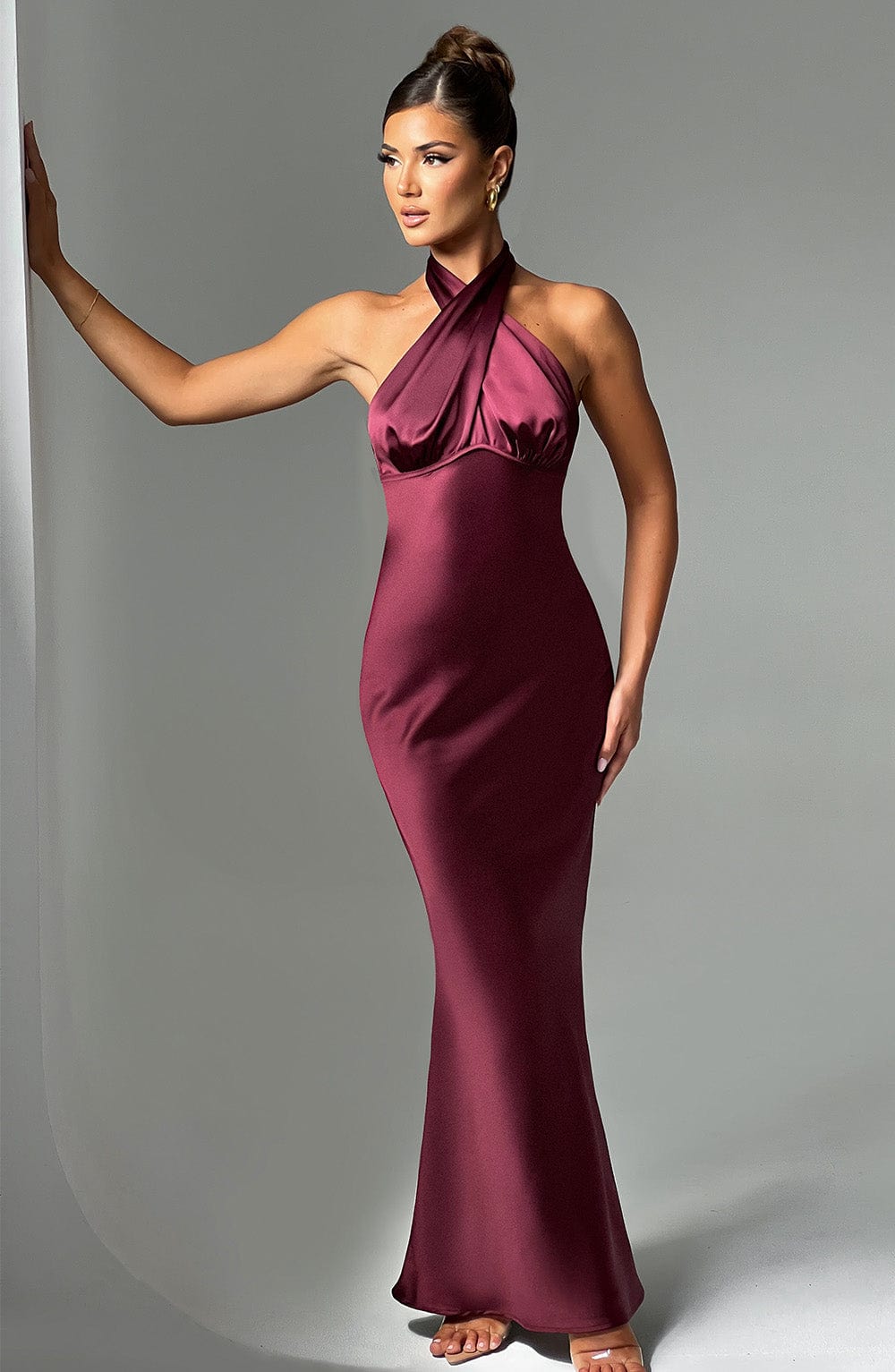 Rosaminta Halter Maxi Dress - Burgundy - XS - Burgundy