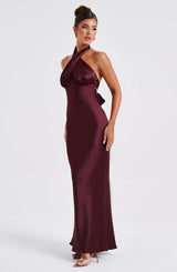 Rosaminta Halter Maxi Dress - Burgundy