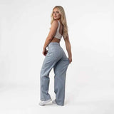BBL Jeans- Mid-Low Rise Stretch Wide-Leg Jeans - Light Blue - M