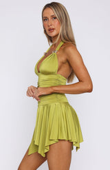 Katie Mini Dress - Olive Green - M