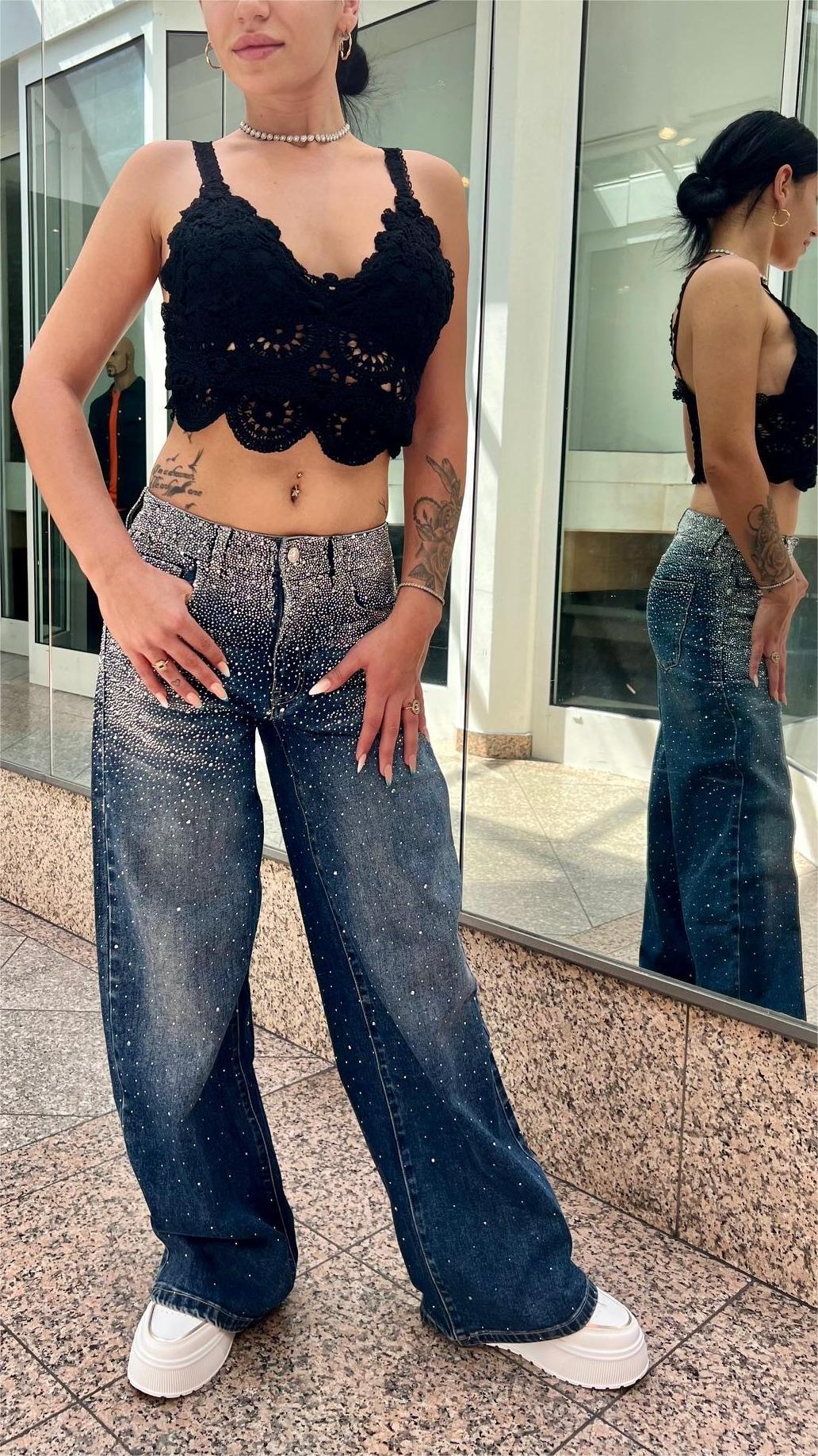 Faye Starry Wide Leg Jeans - UK 10 (M)