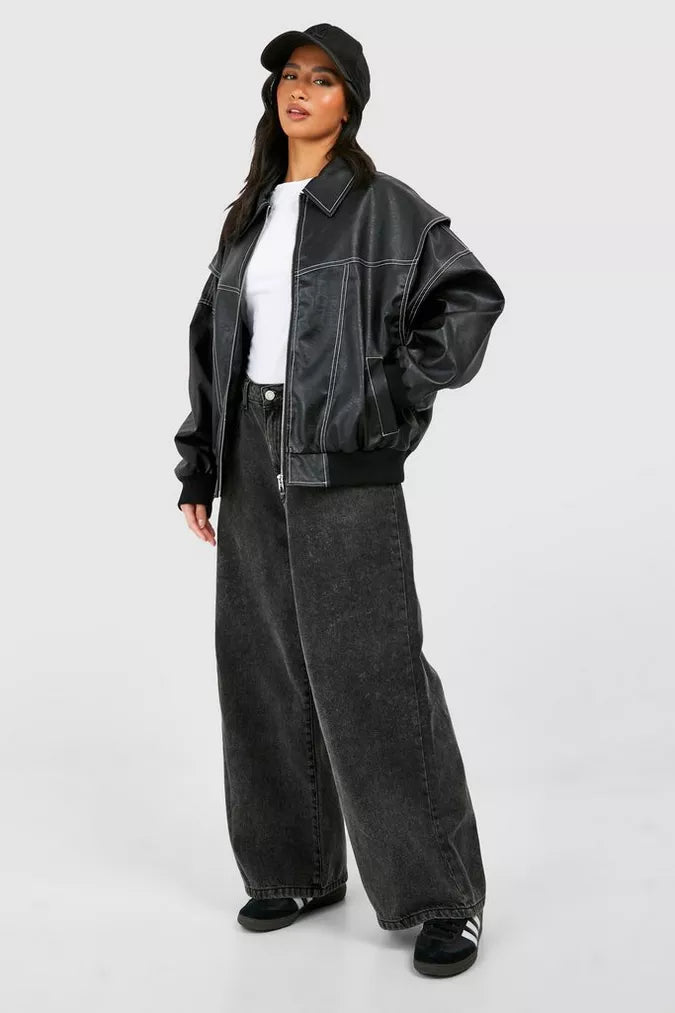 Lizzy Leather Jacket - Red - XL