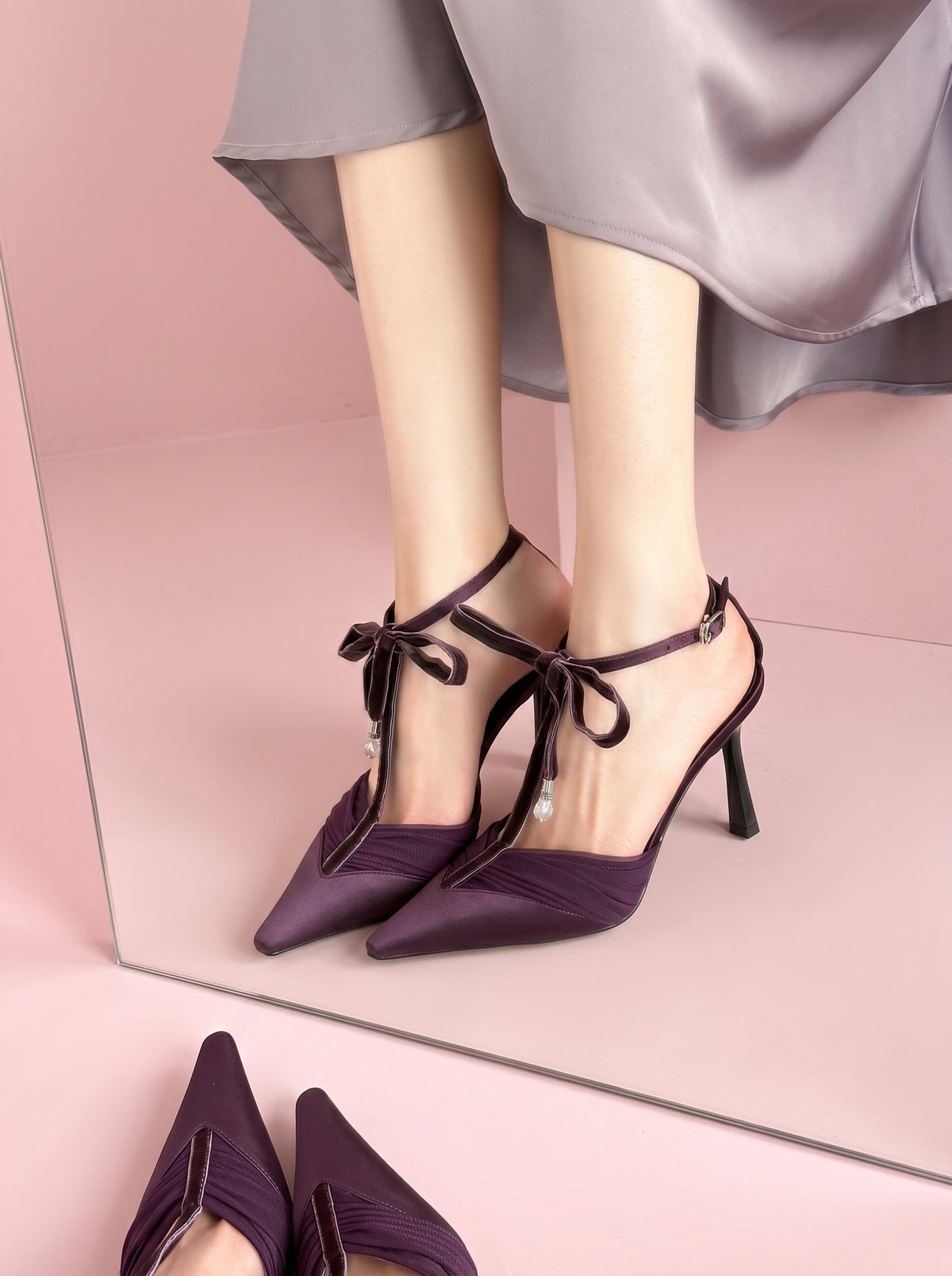 Pointed Toe Bow Heel - Apricot - 38