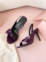 Bow Stiletto Slingback Heel - Purple - 39