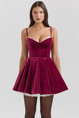Maycee Mini Dress - Wine Red - XS