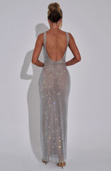 Enya Maxi Dress - Silver - L