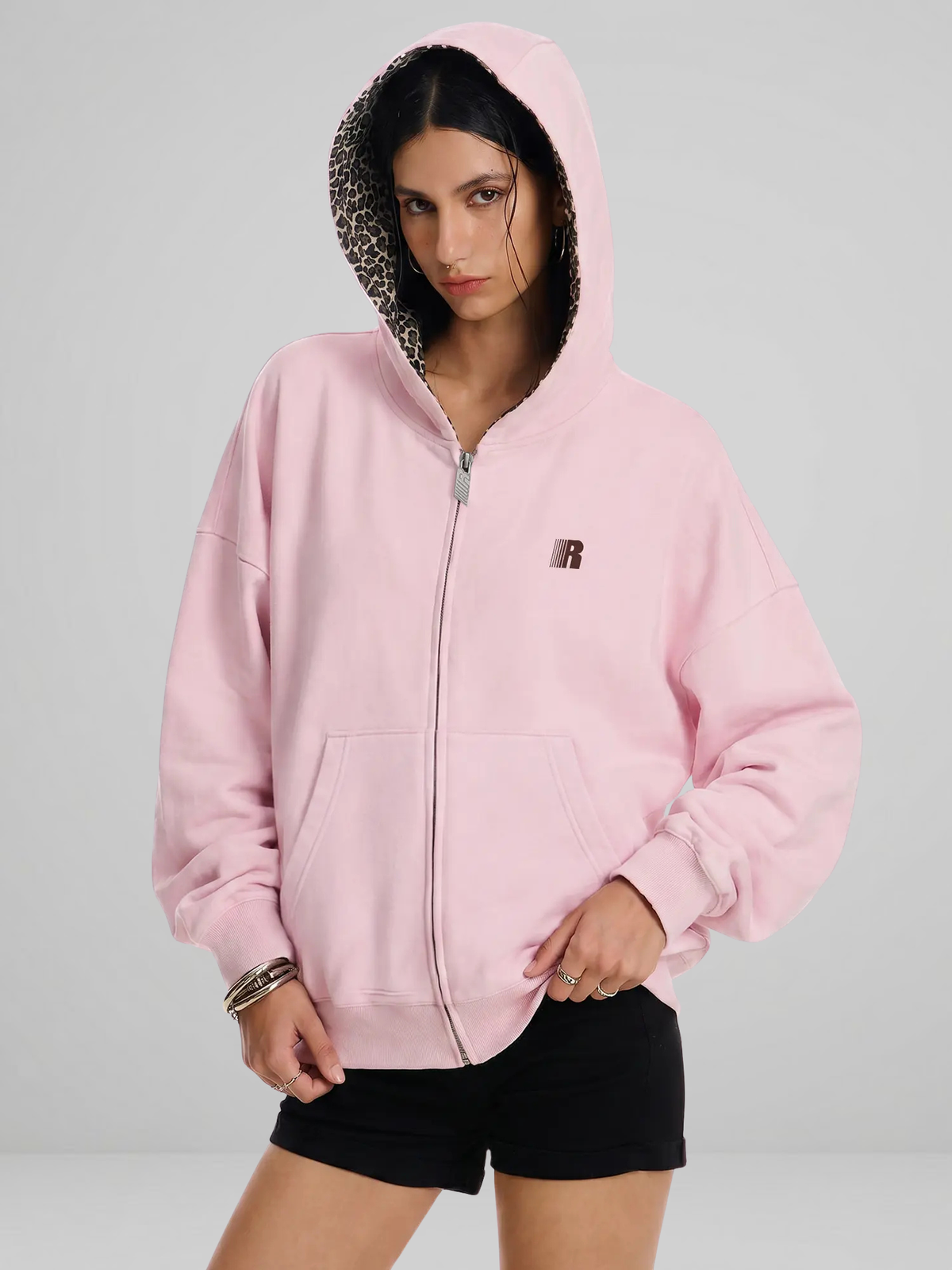 Leopard Zip Up - Pink
