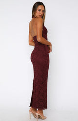 Mirabel Lace Maxi Dress - L - Burgundy