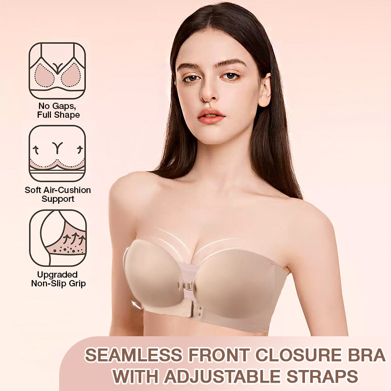 Seamless Front Closure Bra With Adjustable Straps - Skin - L / 36ABC / 80ABC