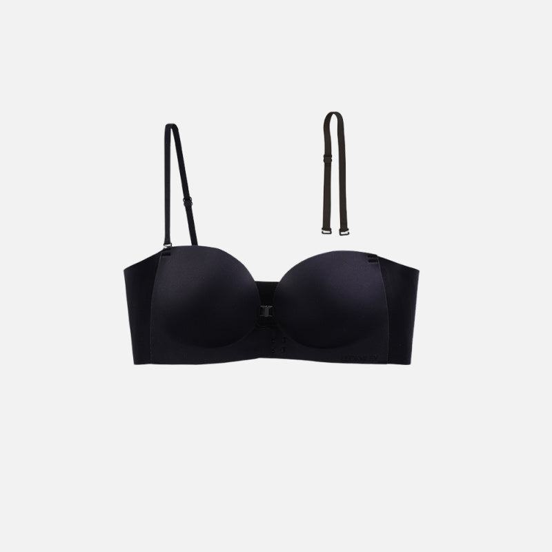 Seamless Front Closure Bra With Adjustable Straps - Black - S / 32ABC / 70ABC