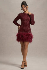Claudia Mini Dress - Wine Red - S