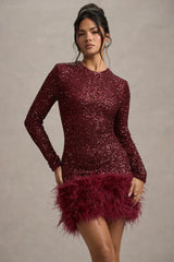 Claudia Mini Dress - Wine Red - XS