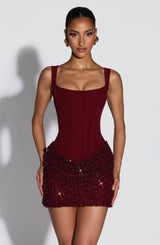 Yeona Mini Dress - Burgundy - XS